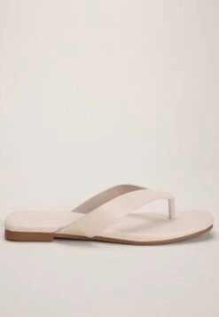 Womens Cream Square Toe Post Sandal