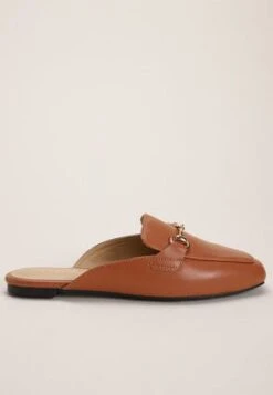 Womens Tan Backless Loafers