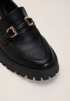 Womens Black Gold Buckle Chunky Loafers -Fashion Women's Clothing Sales 181596pls af3ffcf29b4f614