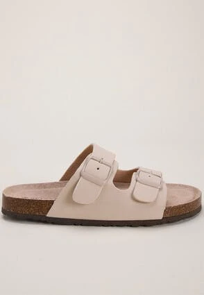 Womens Taupe Buckle Footbed Sliders Womens Taupe Buckle Footbed Sliders -Fashion Women's Clothing Sales 181601pls 0952b0bed86bcf8