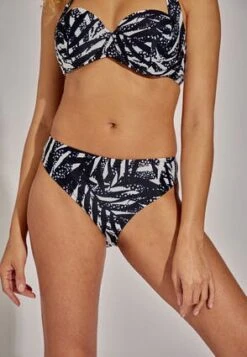 Womens Black Tropical Print Bikini Bottoms