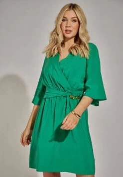 Womens Green Kimono Wrap Dress