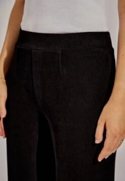 Womens Black Ribbed Wide Leg Trousers -Fashion Women's Clothing Sales 182108pls e078f09f7ef62f2