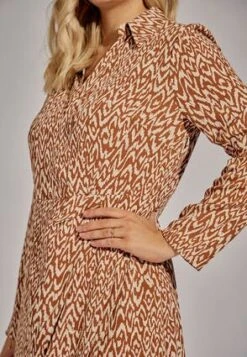 Womens Brown Animal Print Midi Shirt Dress -Fashion Women's Clothing Sales 182110pls 11f86544c6a84e3