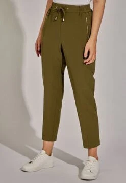Women Khaki Smart Jogger Tapered Trousers