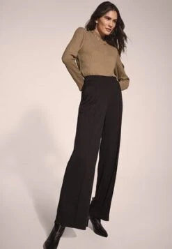 Womens Black Wide Leg Trousers