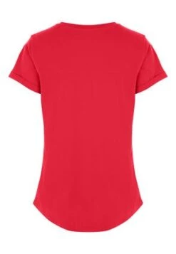 Womens Hot Pink Roll Sleeve T-Shirt -Fashion Women's Clothing Sales 182254pls 69d58be87fa56ae