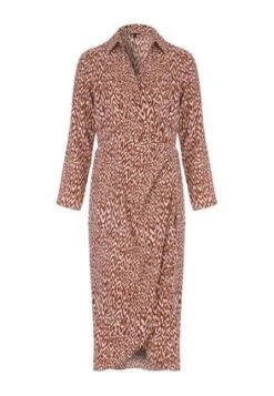 Womens Brown Animal Print Midi Shirt Dress -Fashion Women's Clothing Sales 182304pls a269d7a76fbf881
