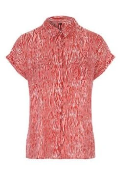 Womens Red Zebra Print Short Sleeve Shirt