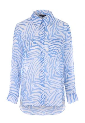 Womens Blue Zebra Print Chiffon Shirt Womens Blue Zebra Print Chiffon Shirt -Fashion Women's Clothing Sales 182828pls fb0ff3088d4442b