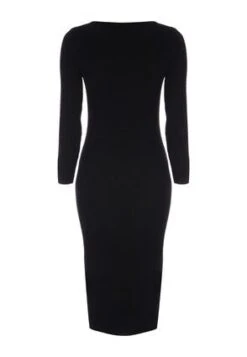 Women Black Ribbed Slash Neck Dress -Fashion Women's Clothing Sales 182980pls 87df422cf4735ea
