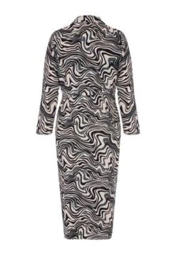 Womens Green And Black Abstract Midi Shirt Dress -Fashion Women's Clothing Sales 183020pls b67eb231a794ad2