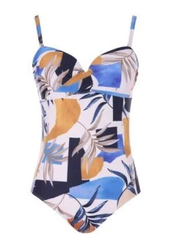 Womens Blue Palm Print Swimsuit -Fashion Women's Clothing Sales 183407pls 1c829f725191263