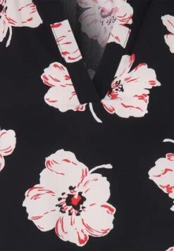Womens Black And Red Floral Print Shirred Blouse -Fashion Women's Clothing Sales 183506pls bd975b6f991f290