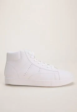 Womens White Lace Up High-Top Trainers