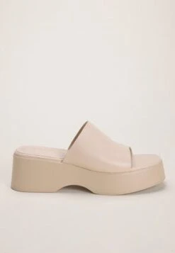 Womens Cream Chunky Wedge Sandal
