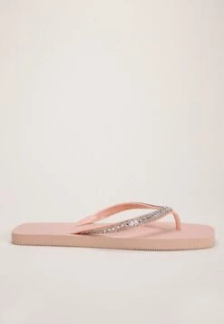 Womens Pink Jewel Flip Flops