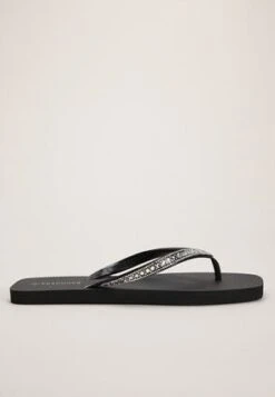 Womens Black Jewel Flip Flops