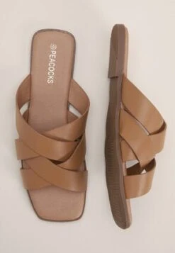 Womens Tan Crossover Flat Sandal -Fashion Women's Clothing Sales 184273pls cff64e382e452d5