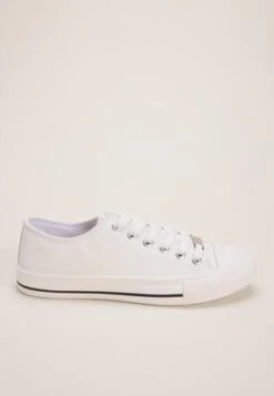 Womens White Lace Up Casual Trainers