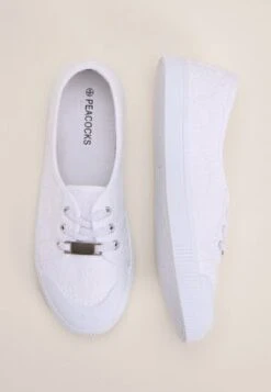 Womens White Floral Casual Slip On Trainers -Fashion Women's Clothing Sales 184356pls f897e4bab2e806a