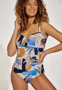 Womens Blue Palm Print Swimsuit -Fashion Women's Clothing Sales 184529pls 2d99a8b20df116b