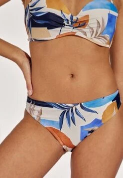 Womens Blue Palm Print Bikini Brief