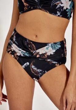 Womens Black Blue High Waist Bikini Brief