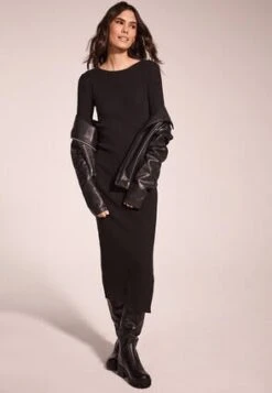 Women Black Ribbed Slash Neck Dress -Fashion Women's Clothing Sales 184708pls 55d531ececa3d11