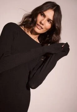 Women Black Ribbed Slash Neck Dress -Fashion Women's Clothing Sales 184709pls f59f5ba3651b351