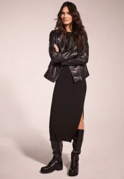 Women Black Ribbed Slash Neck Dress -Fashion Women's Clothing Sales 184710pls 2e2845940bbeb94