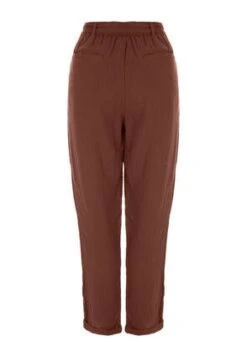 Womens Brown Tie Waist Cotton Trousers -Fashion Women's Clothing Sales 184722pls 7e16917fe2510f5