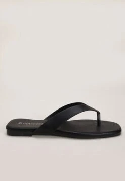 Womens Black Square Toe Post Sandal