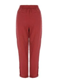 Womens Red Tie Waist Cotton Trousers -Fashion Women's Clothing Sales 184756pls 614145328f0e37f