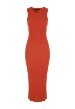 Womens Rust Ribbed Sleeveless Dress -Fashion Women's Clothing Sales 185222pls 16efff20570a6b5