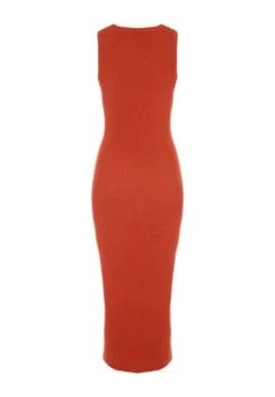 Womens Rust Ribbed Sleeveless Dress -Fashion Women's Clothing Sales 185223pls 5eb12c79eb0dc66