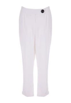 Womens White Linen Statement Button Trousers -Fashion Women's Clothing Sales 185450pls 12afa7a0a47a01a
