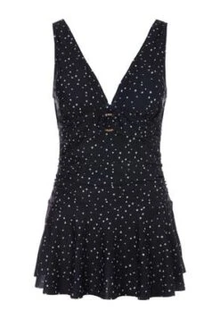 Womens Black And Cream Spot Swimdress -Fashion Women's Clothing Sales 186064pls 934c20668bca540