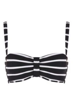 Womens Black & White Nautical Bikini Top