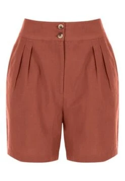 Women Brown Linen Tailored Shorts -Fashion Women's Clothing Sales 186472pls f9687cf4cd740e2