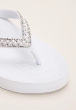 Womens White Jewel Wedge Flip Flops -Fashion Women's Clothing Sales 186543pls a3154d91e81d5b7