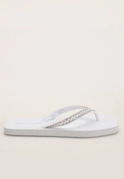 Womens White Jewel Flip Flop