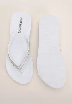 Womens White Jewel Wedge Flip Flops -Fashion Women's Clothing Sales 186549pls 798920a16438f56