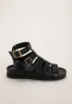 Womens Black Chunky Gladiator Sandals
