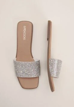 Womens Silver Embellished Flat Sandal -Fashion Women's Clothing Sales 186683pls bd603b19d069c71