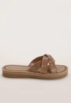 Womens Gold Jewel Comfort Sandal