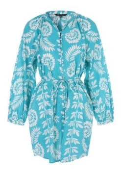 Womens Blue Botanical Button Down Dress -Fashion Women's Clothing Sales 186918pls a7c0e1f842adf33