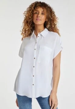 Womens White Cap Sleeve Shirt