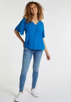 Womens Blue Loose Fit Overhead Blouse