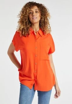 Womens Orange Cap Sleeve Shirt